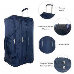 Sac De Voyage Souple 144L - Polyester 600D, Fond Rigide Amovible, Idéal Soute Avion 23kg (80x40x45 Cm)