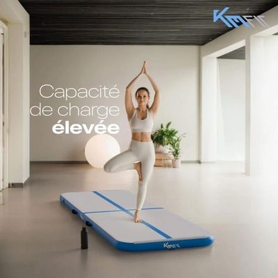 KM KM Fit Airtrack Tapis de gymnastique, gonflable, 5 m, avec sac de transport, pompe à air électrique et kit de patchwork, tapis de yoga, tapis d'entraînement, résistant aux UV, de gymnastique
