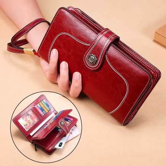 Portefeuille Femme - Porte Monnaie Femme Cuir Véritable - Porte