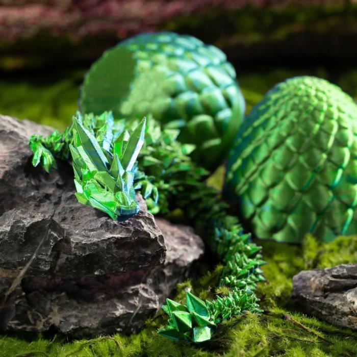 Dragon Imprimé 3D Cristal Articulé Avec Œuf – Violet, 30 Cm – PLA Durable, Bureau Décoration Fantastique, Cadeau