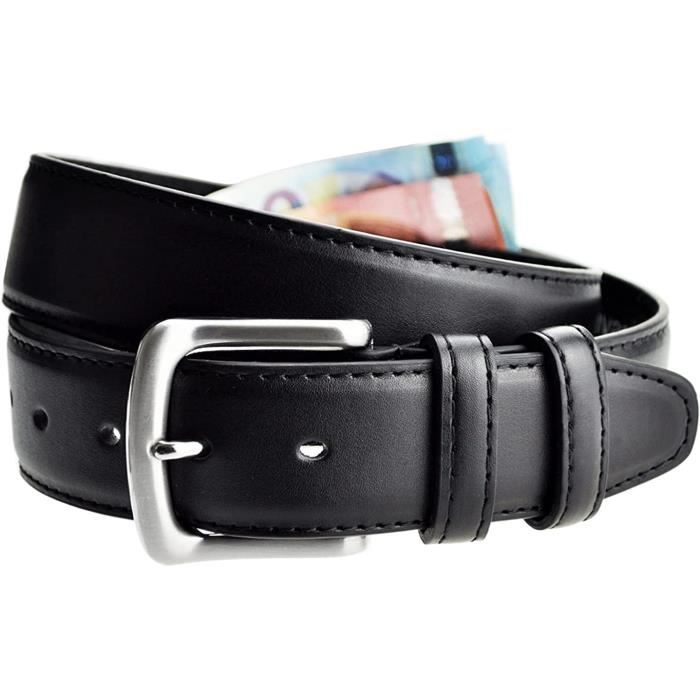 Ceinture homme poche secret cache billet fermeture claire zip