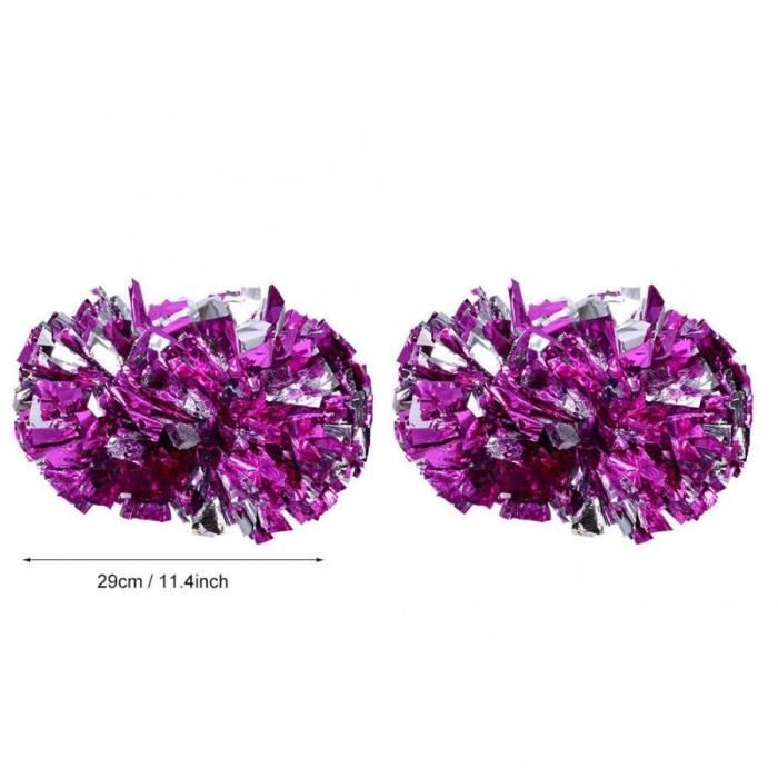 24 Pompons De Pom-pom Girl - Rouge Métallisé - Poignée Plastique - Pour Matchs, Événements Sportifs, Fêtes - Accessoire Animation