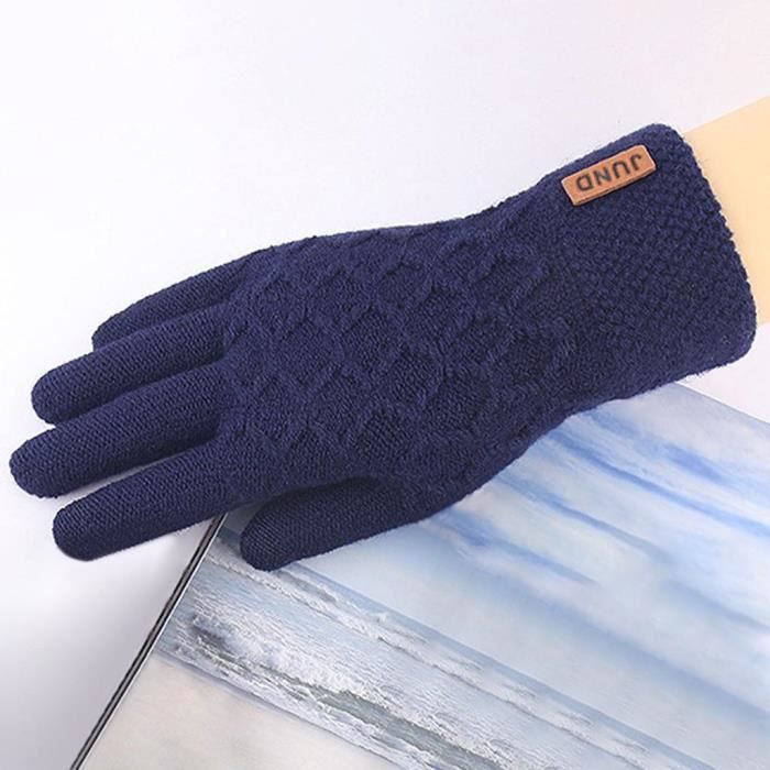 Femmes hommes chaud hiver écran tactile gants Stretch tricot mitaines laine  plein doigt Guantes femme Crochet gant