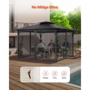 Moustiquaire Pour Pergola Relaxdays - 2 Pièces, 12m², Noir - Protection Anti-Insectes