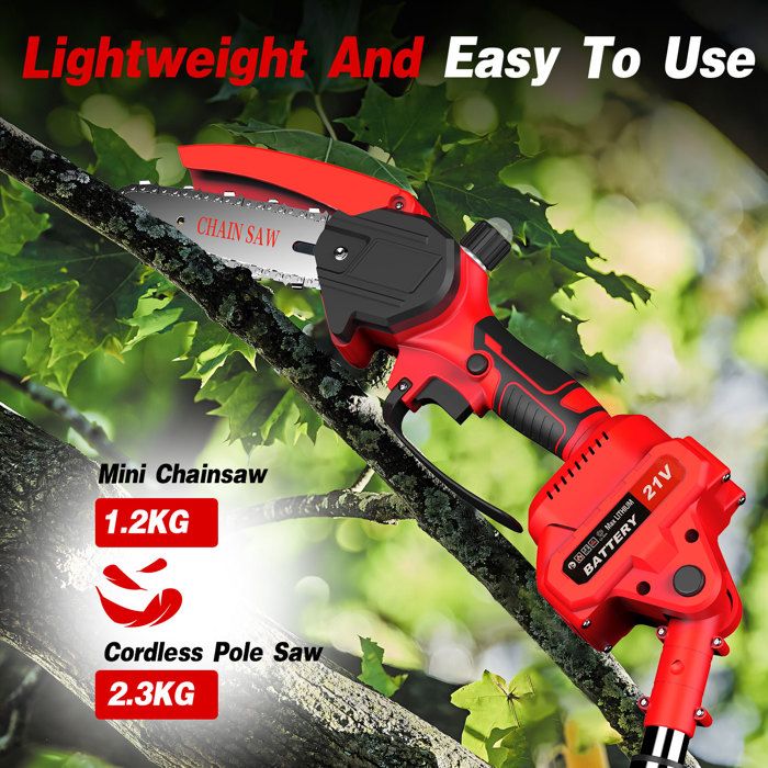 Élagueuse Sur Perche électrique Sans Fil - Batterie Lithium 1500mAh - 4500 Tr/min - Pour Jardin & Forêt