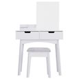 AKALNNY  Coiffeuse - deux tiroirs sur la table + étagère de rangement de bureau + armoire à miroir de bureau,avec  tabouret -0