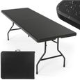 Jago® Table Pliante - 183 x 76 cm, Cadre en Acier, Poignée de Transport, pour 6 Personnes, en Noir - Table de Buffet, Jardin-0