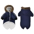 Blue-XL -Vêtements pour petits chiens hiver chaud polaire chien veste réfléchissante fourrure à capuche chiot manteau pour animaux d-0