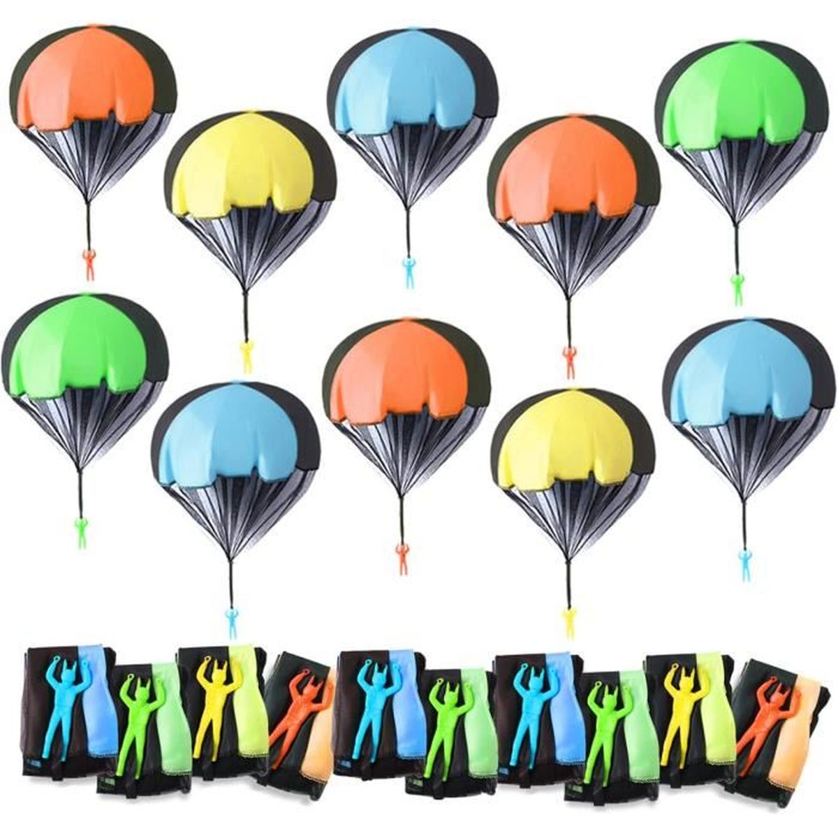 XDGBGFN Lot de 10 jouets en parachute pour enfants - Jeux de plein air - Lancer à la main - Cadeau pour petit cadeau d'anniversaire d'enfant