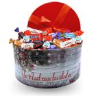 PRO DISTRI Boite à chapeau décor Noël garnie de 80 chocolats Kinder, Daim, Milka & Célébrations | Idéal à partager en famille