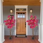 Arbre Artificielle Interieur Bougainvillier -RELAX4LIFE - Lot de 2 - 120CM - 360 Fleurs - 40 Feuilles - 3 Branches - 2 Rotins -Rose