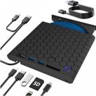 BSTRE Graveur DVD externe USB 3.0 et USB-C, graveur multifonction externe, lecteur HUB avec 2 ports USB-A et un lecteur de carte SD