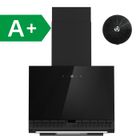 FIREGAS Hotte Aspirante 60cm Murale,Moteur Brushless Silencieux,550 m³/h,9 Vitesses,Écran Tactile,Noir,Classe énergétique A+