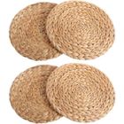 Set de table - SODIAL - 4Pc - Tissé naturel - Jacinthe d'eau - Rond 30cm