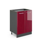 Meuble bas de cuisine R-Line, 60cm sans PT, Rouge bordeaux Haute brillance, Anthracite, Vicco