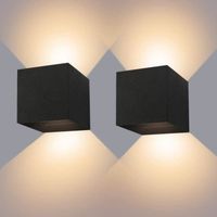 Applique Murale Interieur/Exterieur 12W* 2 Lampes Murales Noires LED Etanches IP65 Réglable Lampe Lumière orientable haut et bas