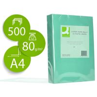 Papier couleur q-connect multifonction a4 80g/m2 unicolore vert ramette 500 feuilles