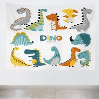 Tapisserie murale tissu d'impression Dinosaures mignons cartoons Déco murale de salon chambre 200 x 150 cm