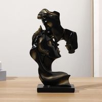 Statue de Couple créative en Forme de Baiser-Statue en noir Résine Baisers Amant Sculpture Bureau Art Moderne Figure Décoration de T