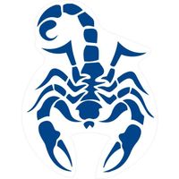Scorpion autocollant sticker adhésif  (Couleur de fond: bleu foncé - Taille: 12 cm)