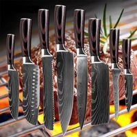 8 Pièces Set Couteaux de Cuisine,Couteau de Chef-Professionnel de Style japonais Couteau