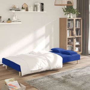 CANAPE CONVERTIBLE QUT Canapé-lit à 2 places avec deux oreillers bleu