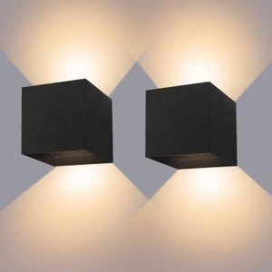 APPLIQUE  Applique Murale Interieur/Exterieur 12W* 2 Lampes Murales Noires LED Etanches IP65 Réglable Lampe Lumière orientable haut et bas