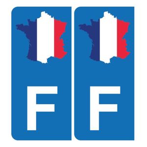 2x Autocollant Adhésif Carte Vinyle Sticker Drapeau Voiture Pays FRANCE