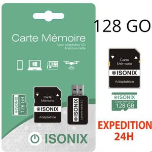 CARTE MÉMOIRE ISONIX Carte Mémoire 128 Go Micro-sd128 go SDXC + 