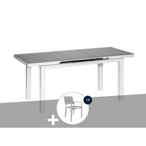 Ensemble table et chaise de jardin Table et chaise de jardin en aluminium gris perle Ibiza Perle avec 8 chaises - Jardiline