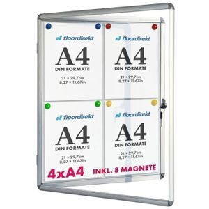 Tableau D'affichage Bi-Office VT560415370 – Format A3, Cadre Aluminium, Système Clip, Protection Transparente