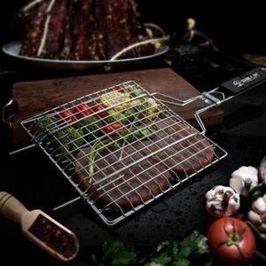 ACCESSOIRES Grille barbecue Cadre de barbecue portable en  acier inoxydable pour grille poisson