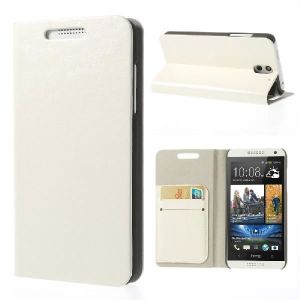 COQUE - BUMPER Etui coque portefeuille ultra fin cuir nervuré blanc pour HTC Desire 610