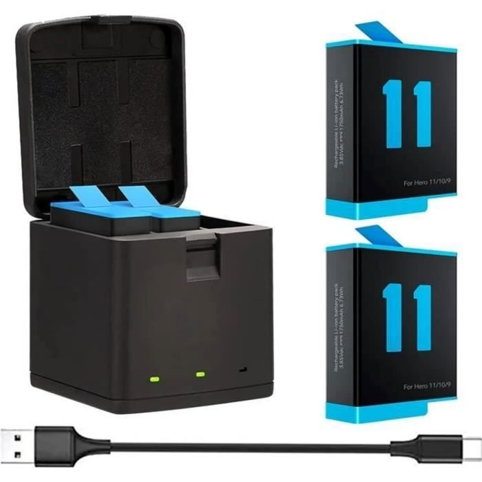 Chargeur de Batteries et 3 PCS Batteries avec Câble USB Type-C Lecteur de Carte  SD Kit d'accessoire pour GoPro Hero 9/10 Black - Cdiscount Appareil Photo