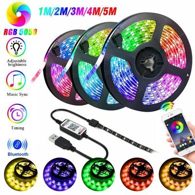 Ruban LED 5M Bande LED 5050 SMD RGB, 150 LEDs avec télécommande à 24 touches + Alimentation 12V