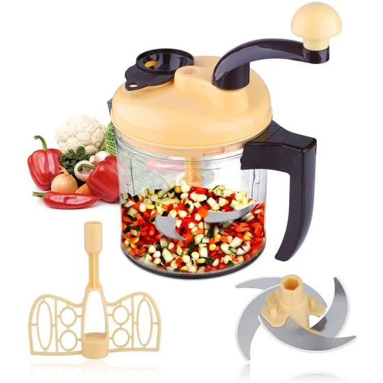 Hachoir Manuel. Hachoir Manuel À Légumes. Fruits. Viande. Avec Corde 2 En 1 De 900 Ml. 5 Lames