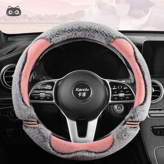Housse De Volant En Peluche Rose – Diamètre 38 Mm Universel – Antidérapante Et Chaude – Idéale Pour L'hiver Et Cadeau De Noël - 7