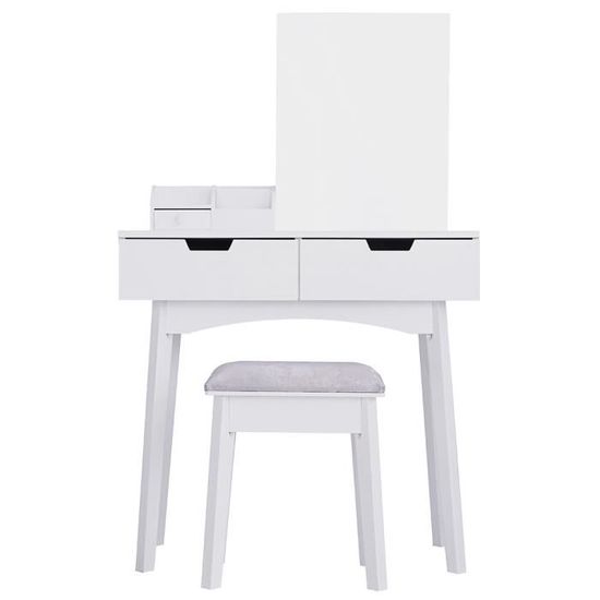 AKALNNY  Coiffeuse - deux tiroirs sur la table + étagère de rangement de bureau + armoire à miroir de bureau,avec  tabouret 