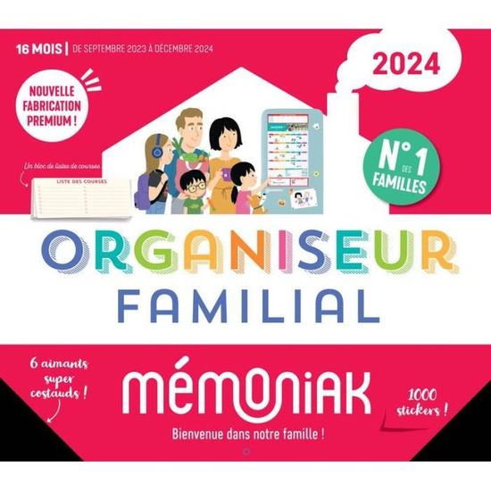 L'essentiel organiseur familial Mémoniak 2023 : 16 mois, septembre