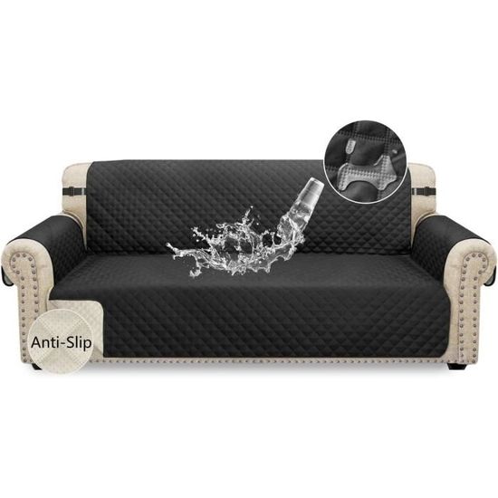 Housse De Canapé 2 Places Imperméable Antidérapante - Protection Contre Taches, Poils D'Animaux, Universelle Gris Clair