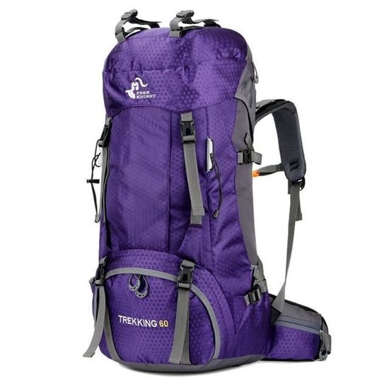 60L Purple -Sac à dos étanche de grande capacité 50 et 60 L, matériel type MOLLE pour sport, activités d&#39extérieur, camping, esca