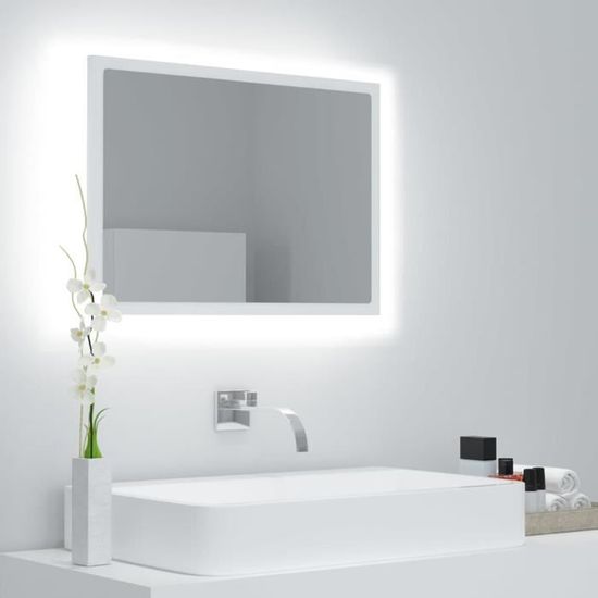 Nouveauté!Miroir Décoratif - Miroir Attrayante salon à LED de salle de bain Blanc 60x8,5x37 cm Aggloméré540