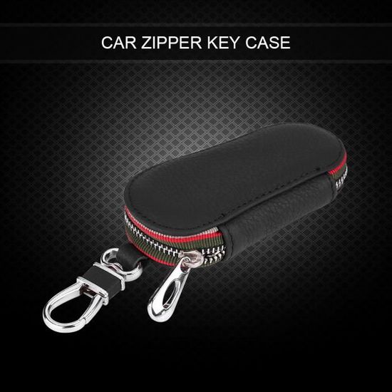 Cuir Zipper Car Key Case, porte-clés en cuir, couverture de clé en