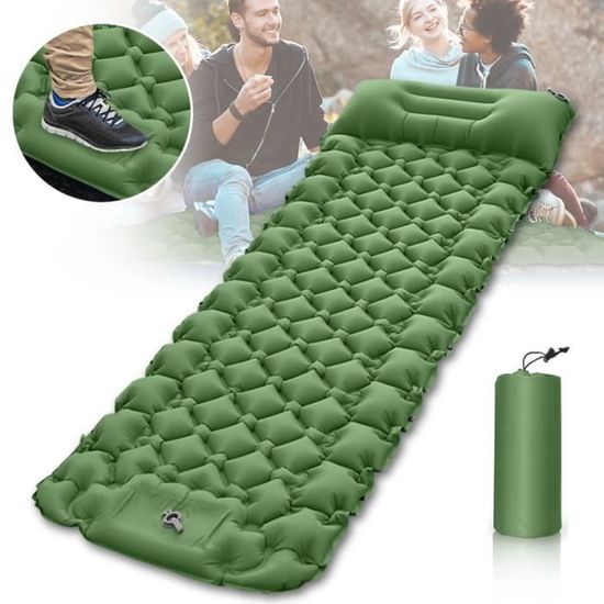 Matelas Camping Gonflable 2 Personnes – Gonflage Rapide Au Pied, Léger, Appui-tête Intégré (195x120 Cm) - 5