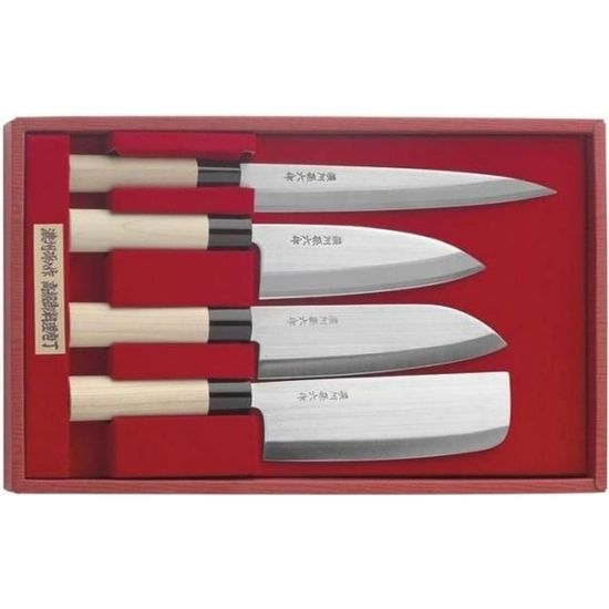 magnifique cuisine couteaux japonais divers - 392700 - coffret 4 couteaux japonais