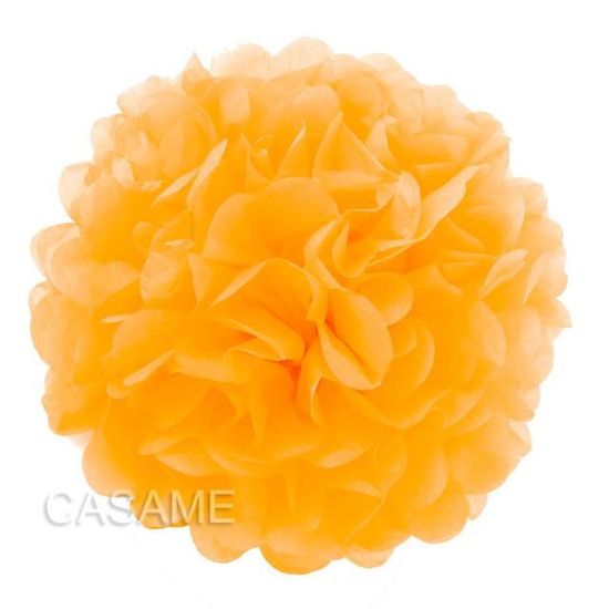 Lot De 10 Pompons En Papier De Soie 20cm - Jaune Vif, Pour Décoration De Fête, Mariage, Anniversaire, Loisirs Créatifs