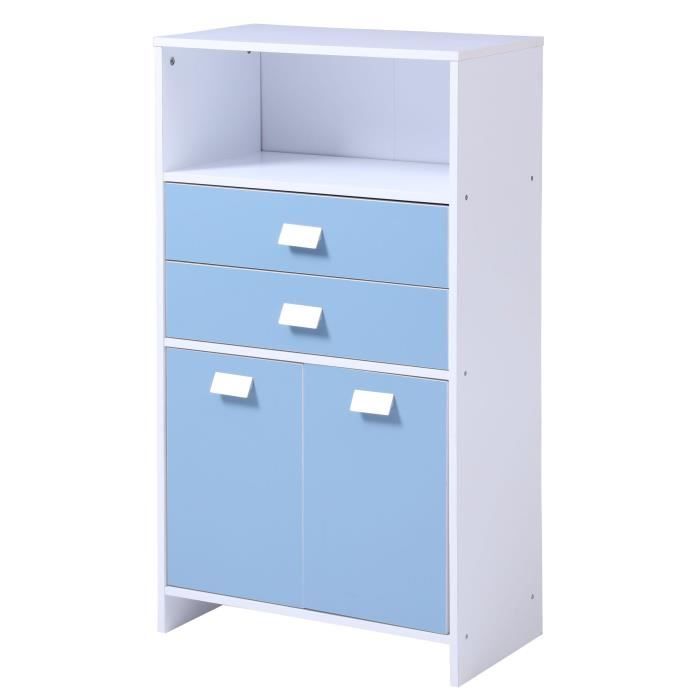 Top Meuble Bas De Salle De Bain L 60 Cm Blanc Et Bleu Mat