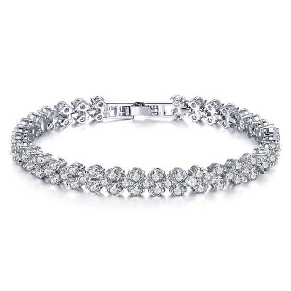 Magnifique Bracelet Princesse Baigné dans l'OR Blanc. Orné de cristaux d'une brillance exceptionnelle. Avec Boîte cadeau. 2SPLENDID®