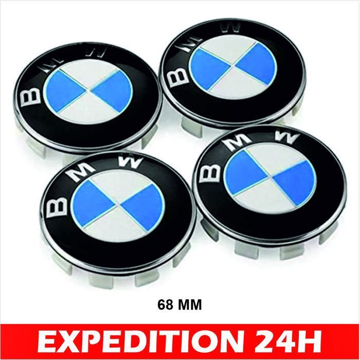 4 X CENTRE DE ROUES CACHE MOYEU BMW CLASSIQUE LOGO BLEU DIAMETRE 68 MM NEUF