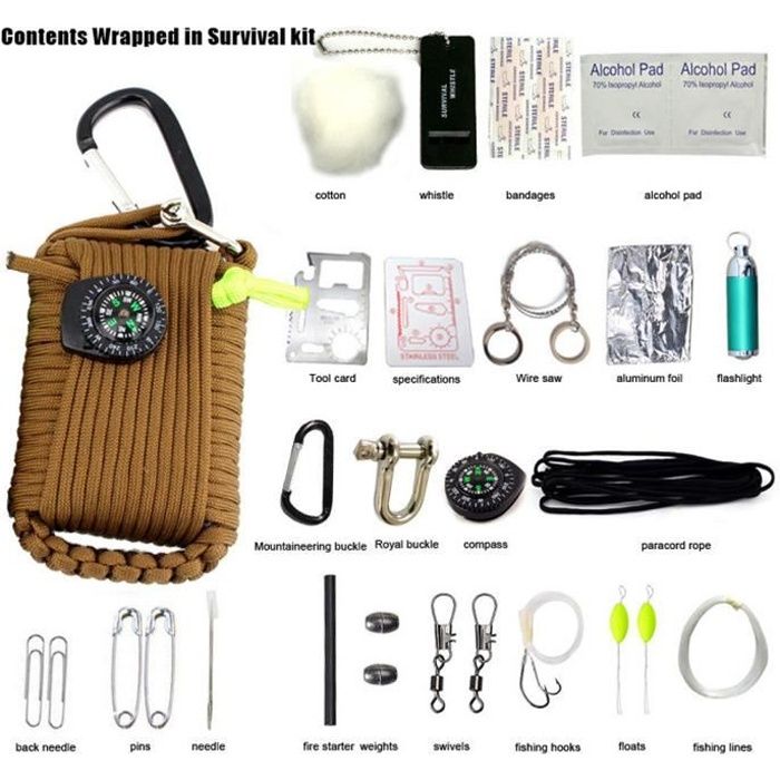 Kit de survie professionnel de trousse de survie de 29 po